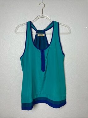 Jaloux Teal Tank Top with Navy Trim Size L